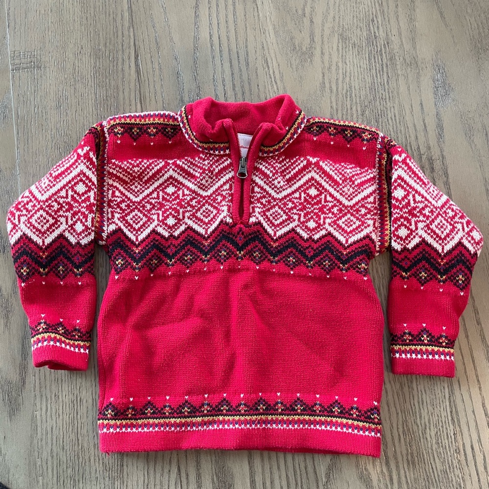Hanna Andersson fair isle quarter zip sweater
